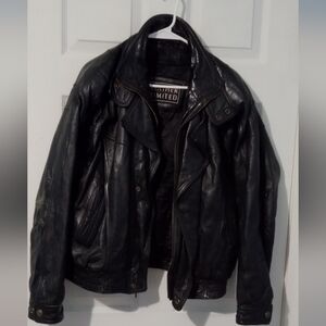 Jet Black Leather Heavy Motorcycle Jacket